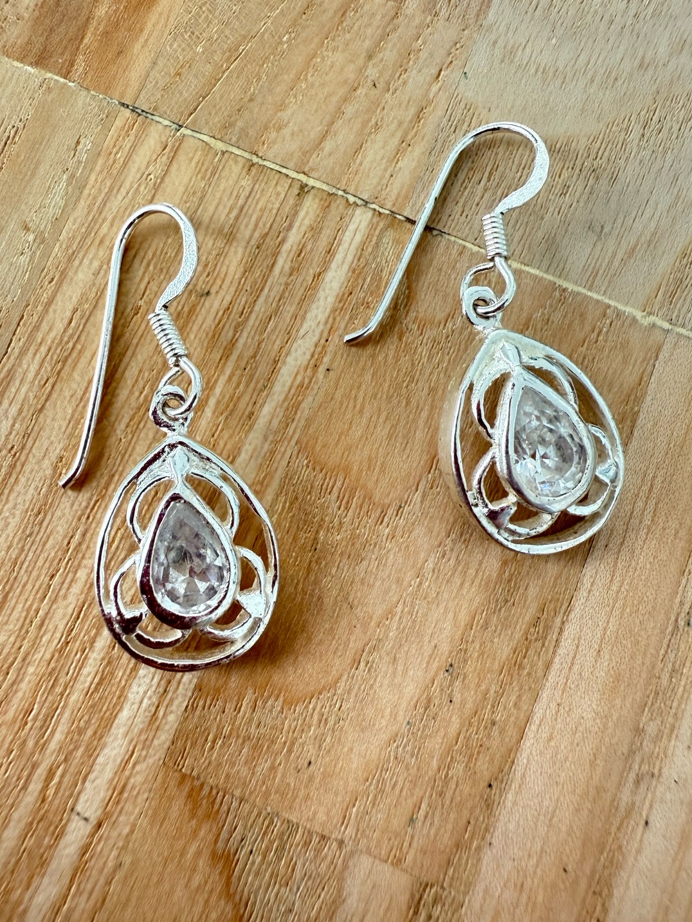 925 Sterling silver teardrop dangle drop earrings